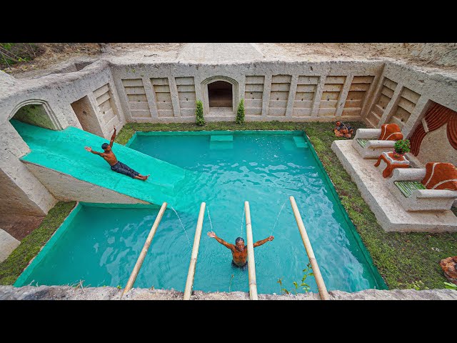 How I Built A Million Dollars Underground Tunnel Water Slide Park into Swimming Pool House