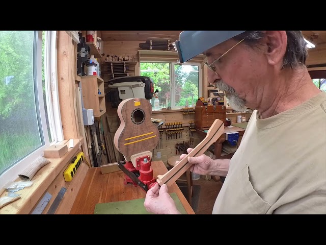 Cutting the dovetail & fitting the neck to the body of a tenor ukulele.