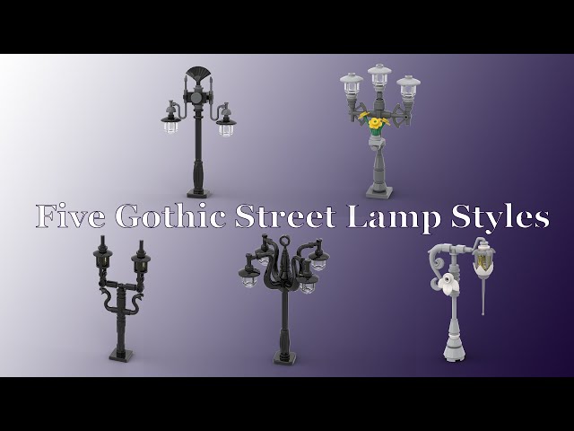 Building Ideas in Stud.io & LEGO® - Five Gothic Street Lamp Styles