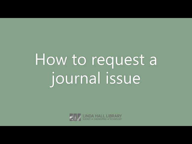 How to request a journal issue