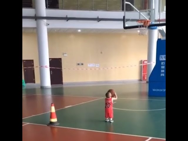 2-year-old kid shoots basketball INSANE like Stephen Curry