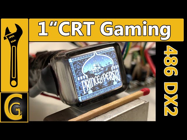 1" CRT Gaming on 486 Setup [Vintage Computer & Camera Viewfinder mini crt monitor]