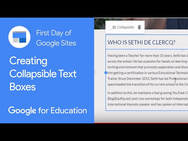 Insert collapsible text boxes into new Google Sites
