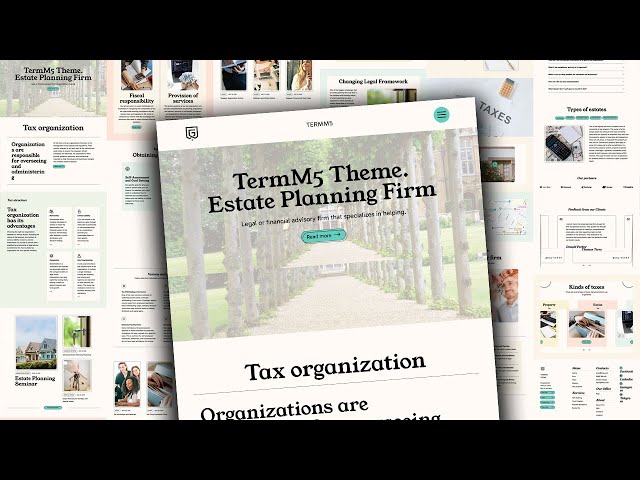Estate Planning Firm Website Builder, Tax Organization Website Template | TermM5 for Mobirise