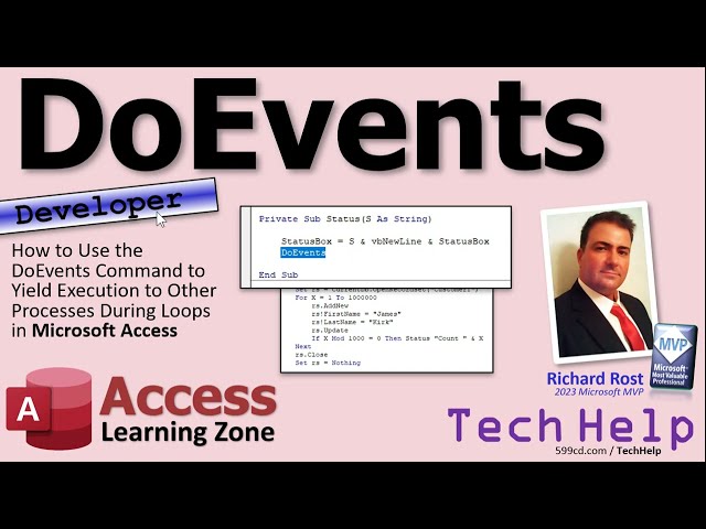 Use the DoEvents Command to Yield Execution to Other Processes During Loops in Microsoft Access