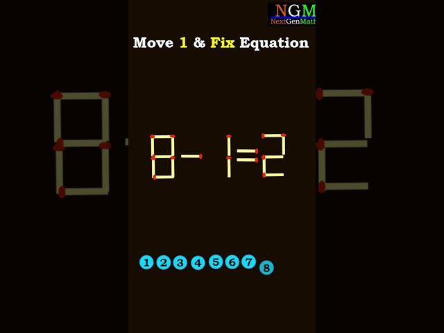 #viralshorts #trending #matchstick #puzzle PUZZLE 143 MOVE 1 Match Stick & Correct The Equation