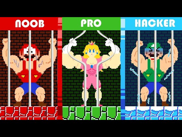 🔴LIVE NOOB vs. PRO. vs. HACKER Challenge Team Mario PRISON BREAK CHALLENGE!