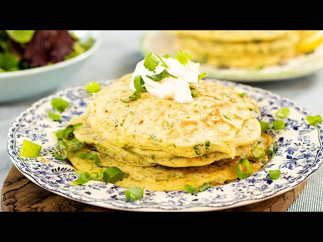Greek Savory Pancakes with Onions & Herbs: Kremydotiganites