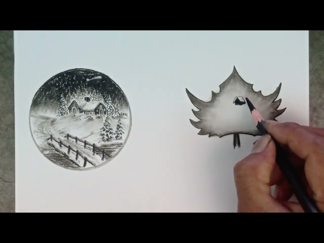 winter landscape drawing by pencil easy