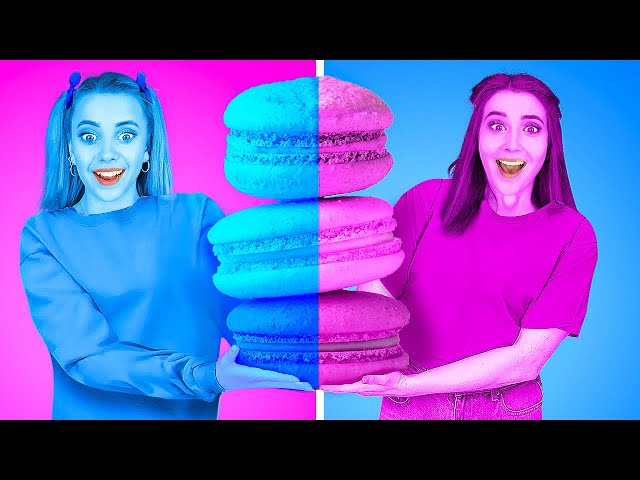 EATING ONLY ONE COLOR FOOD FOR 24h || PINK, BLUE, YELLOW! One Color Challenge by 123 GO! Genius