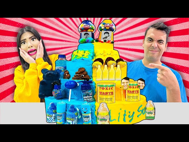 YELLOW VS BLUE CAKE DECORATING CHALLENGE | MAKING GIANT CAKE BY SWEEDEE