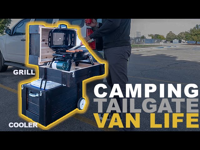 Built-In Camping Grill with Cooler Cart