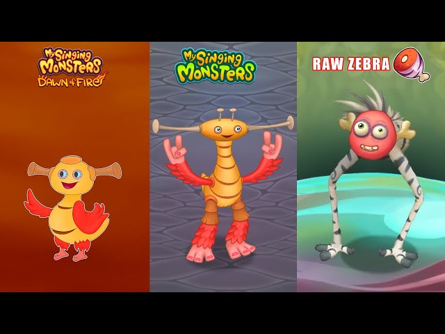 ALL Dawn of Fire Vs My Singing Monsters Vs Raw Zebra Redesign Comparisons