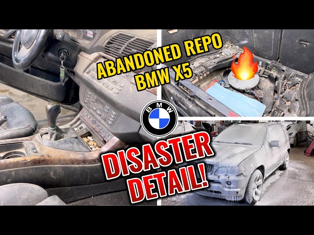 Deep cleaning extremely dirty abandoned BMW X5 | Satisfying DISASTER Car Detailing Restoration