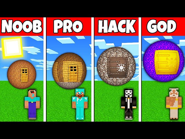 Minecraft Battle: NOOB vs PRO vs HACKER vs GOD! SPHERE BASE HOUSE BUILD CHALLENGE in Minecraft