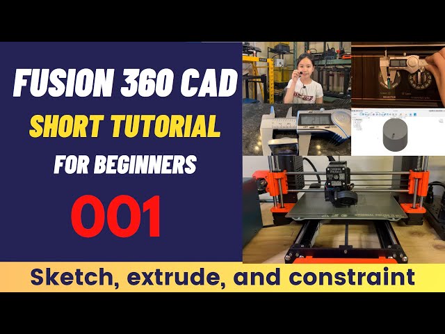 Fusion 360 SHORT Tutorial For Beginners 001: Create a Knob, learn sketch, extrude, and constraint