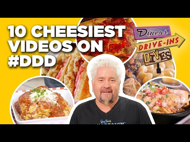 Top 10 Craziest CHEESY #DDD Videos of All Time | Diners, Drive-Ins and Dives | Food Network