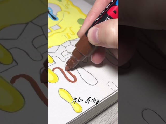 Drawing Spongebob Squarepants Drip Effect with Posca Markers!