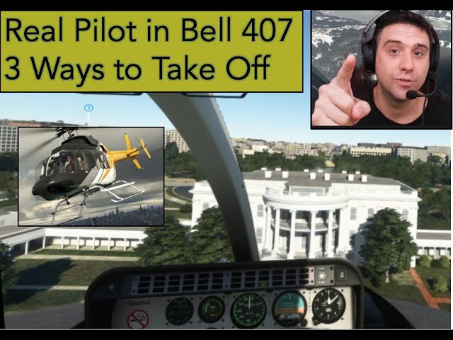 Real Pilot Instructs on Bell 407 in MSFS VR - 3 Ways to Take Off w/ Thrustmaster HOTAS! Reverb G2