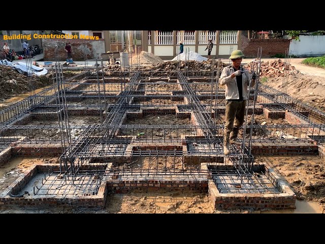 Man Building Awesome Concrete House Foundation In His Garden | Construction From Start To Finish