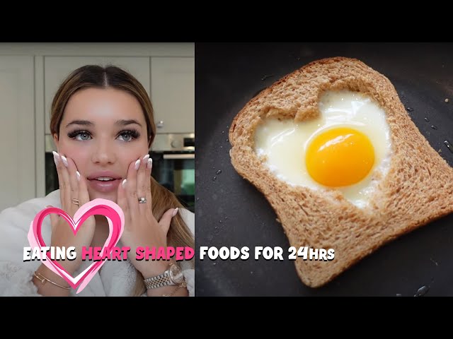 Only eating HEART SHAPED FOODS for 24 HOURS💗💘 Valentine’s Special | Lucinda Strafforrd