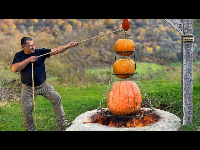 Cooking a Delicious Dish in A Pumpkin from the Garden! The Whole Village Is Delighted