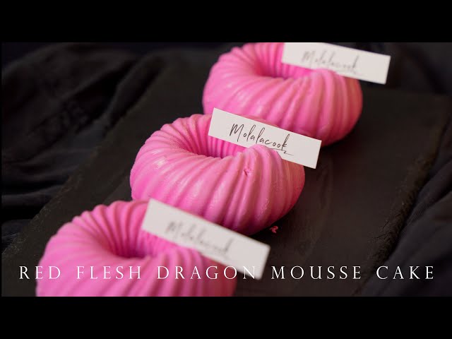 No-bake Red Flesh Dragon Fruit Mousse Cake, French chef
