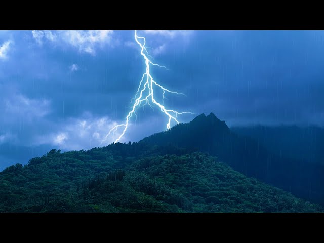 Heavy Rain + Rolling Thunder | Soothing Thunderstorm Ambience in the Mountains