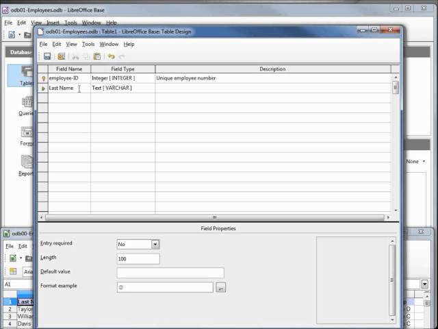 LibreOffice Base (01) Create a Database, Create a Table