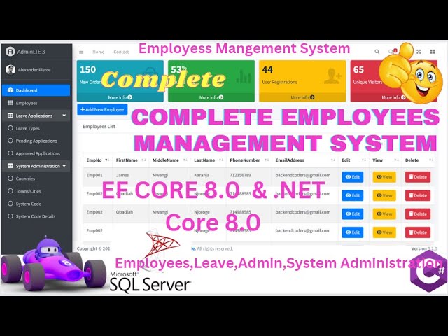 EP 1 Complete Employees Management System Using ASPNET Core MVC, EF Core,SQL|AdminLTE| Perform CRUD💥