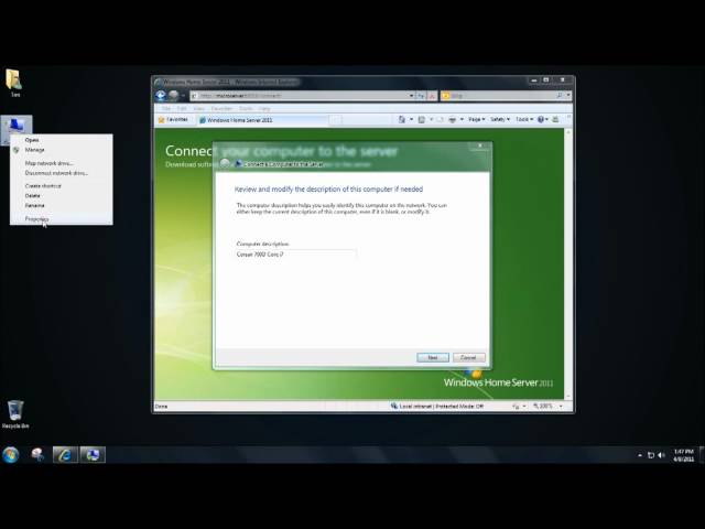 Windows Home Server 2011 - First Time Setup of the Connector, Launchpad and Backup