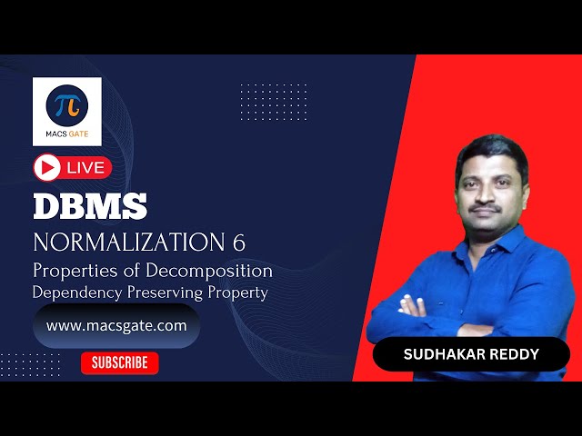 9 Normalization 6| DBMS |  GATE CS &DA| Sudhakar Reddy Sir (AIR 200 - GATE 24 DA) |MACSGATE