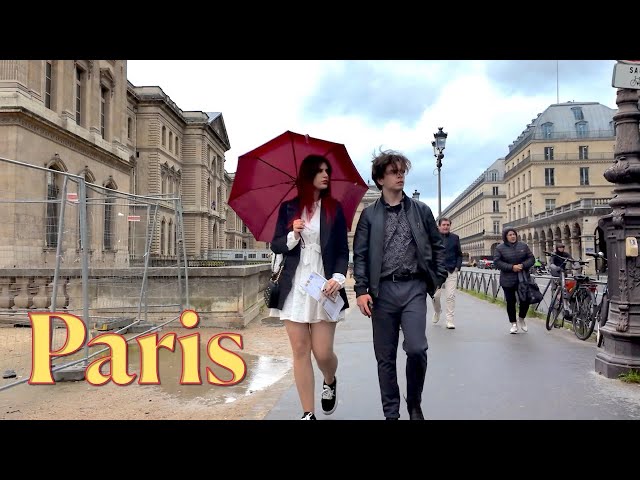 Paris, France 🇨🇵 - Rainy walk in Paris | 4K Paris | Paris HDR walk | UHD Walking Adventure