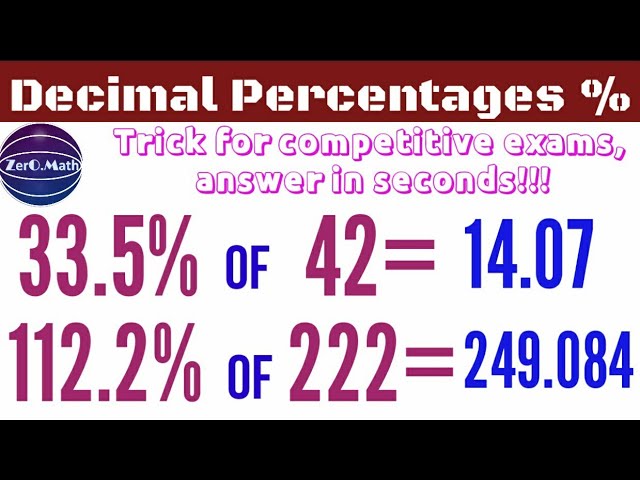 Fast Percentage Calculations in Mind | Decimal percentage tricks | Zero Math