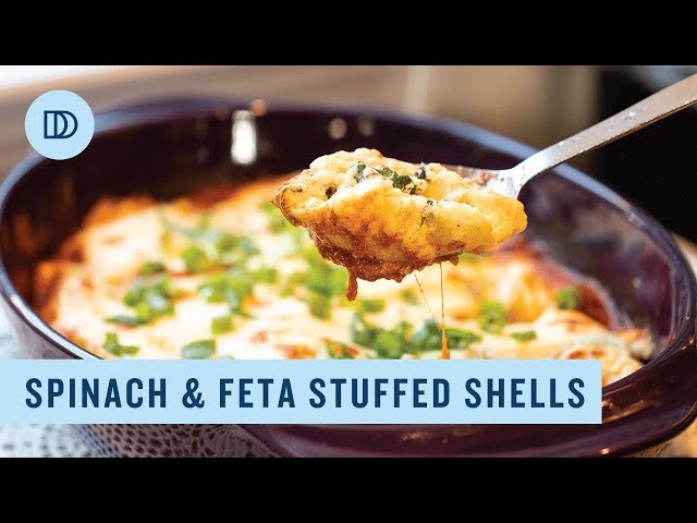 GREEK- STYLE Spinach & Feta Stuffed Shells (Spanakopita Flavored)
