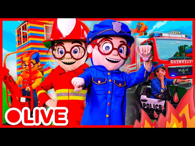 LIVE : LET'S PLAY PRETEND TO BE POLICEMEN WITH POLICE CARS 🚓🚨 Kids pretend play compilation