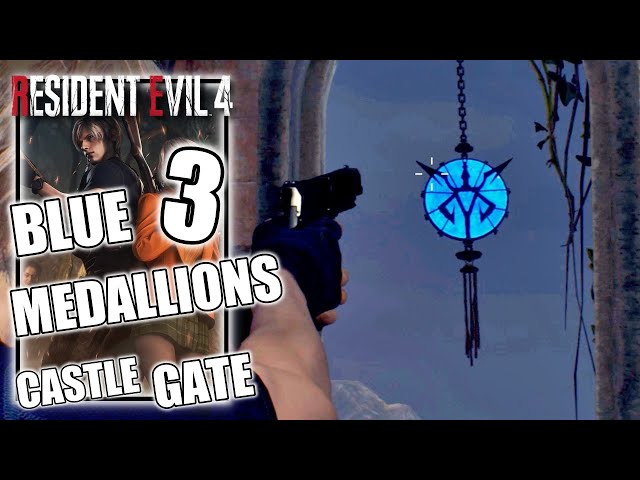 Resident Evil 4 Remake - Castle Gate, Destroy the Blue Medallions 3 Request