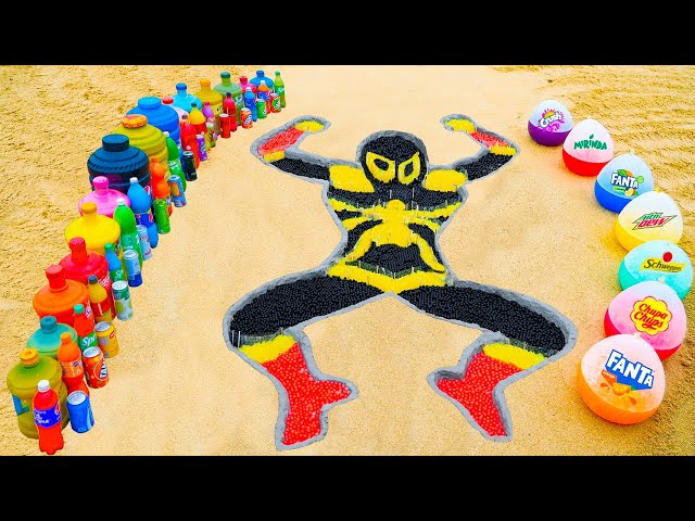 How to make Rainbow Black Spiderman with Orbeez, Big Monster, Fanta, Pepsi vs Mentos & Popular Sodas