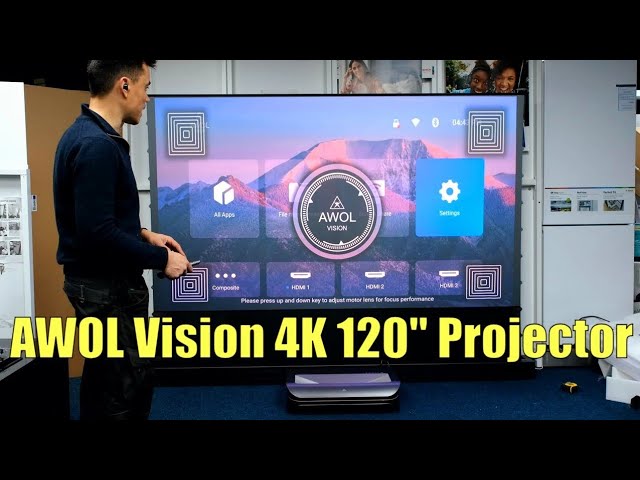 AWOL Vision 4K HDR 120" Short throw projector unboxing setup and review,