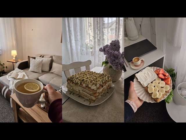 my simple & cozy rainy days 🌧|making pistachio tiramisu ,cooking, morning activities
