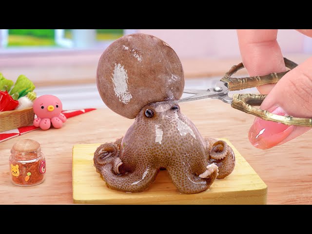 Best Korean Street Food 🐙 Delicious Miniature Stir Fry Spicy Baby Octopus Recipe 🐙 Tina Mini Cooking