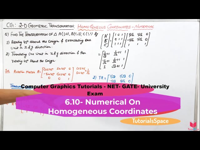 6.10- Numerical On Transforming A Triangle By Homogeneous Coordinates In Computer Graphics in Hindi