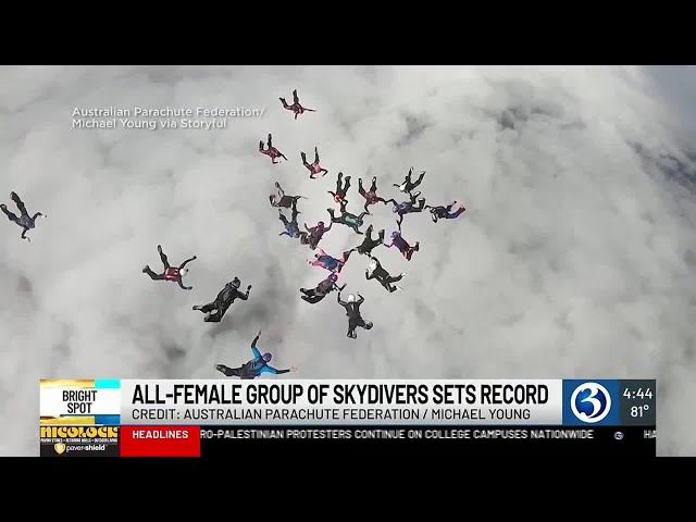 BRIGHT SPOT: Female skydivers set record for formation diving