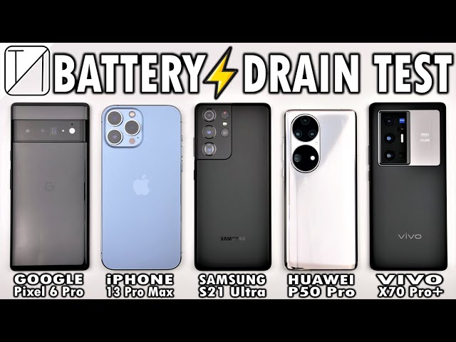 Pixel 6 Pro vs iPhone 13 Pro Max vs S21 Ultra vs P50 Pro vs Vivo X70 Pro+ Battery Life DRAIN Test!