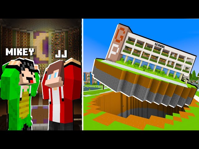 Mikey and JJ Found A SECRET BASE Under The SCHOOL in Minecraft!
