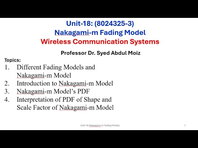 Wireless Communication System Unit 18: Nakagami-m Fading Model