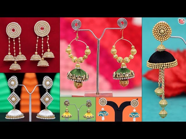 9 Beautiful Handmade Earrings Making at Home !!! Party Wear.....