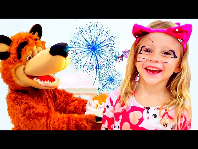 Nastya and Dad celebrate the cat's birthday - Best Compilation videos for kids