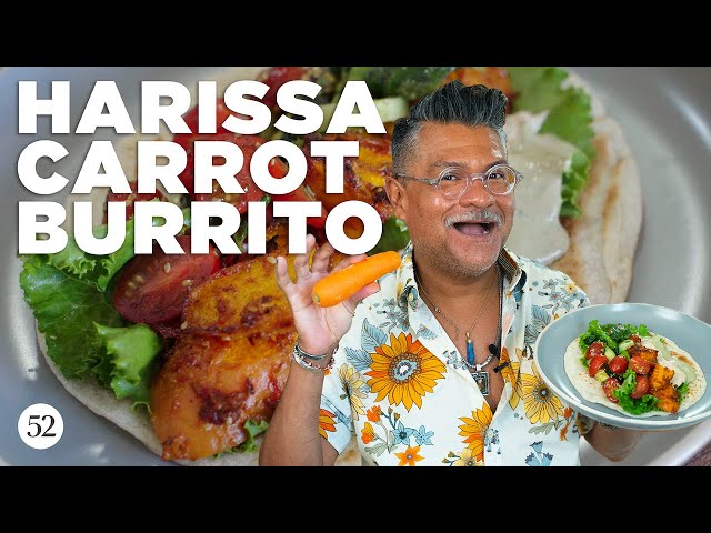 Rick Makes Harissa-Roasted Carrot Burritos | Sweet Heat with Rick Martínez