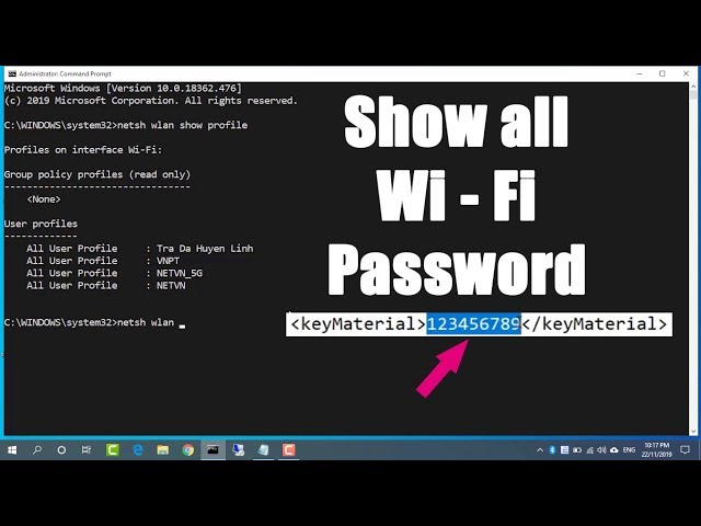 CMD :  Find all Wi-Fi passwords with only 1 command | Windows 10 / 11 | NETVN
